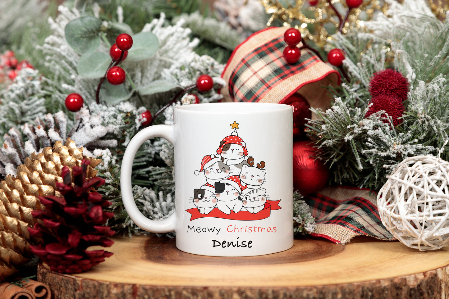 Tasse personnalisée Meowy Christmas