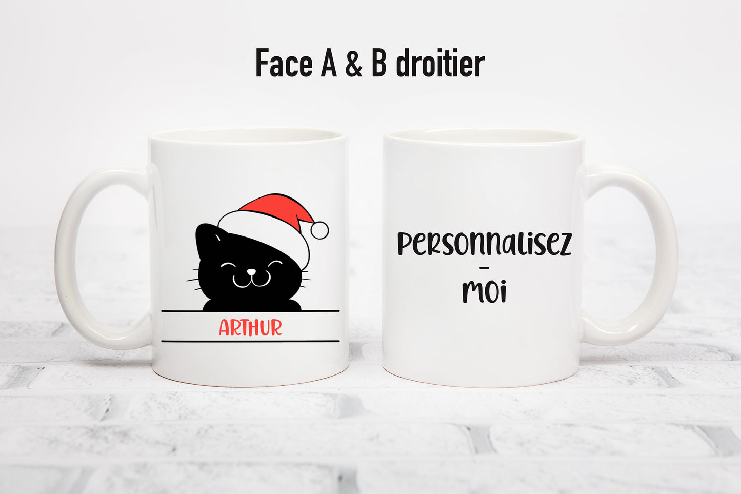 Tasse personnalisée Tête Chat de Noël