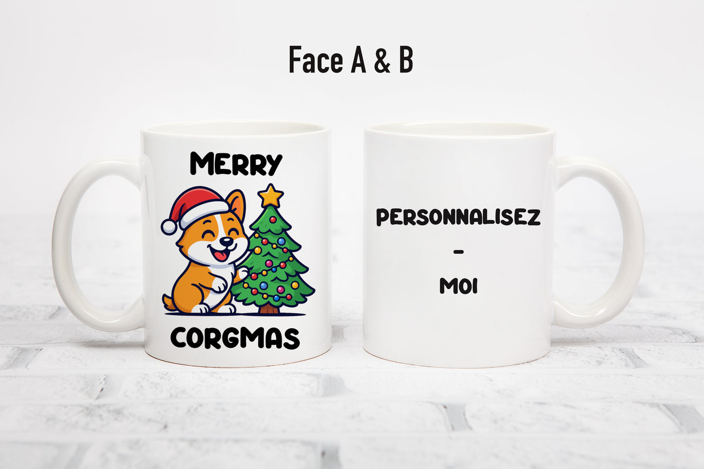 Tasse personnalisée Merry Corgmas