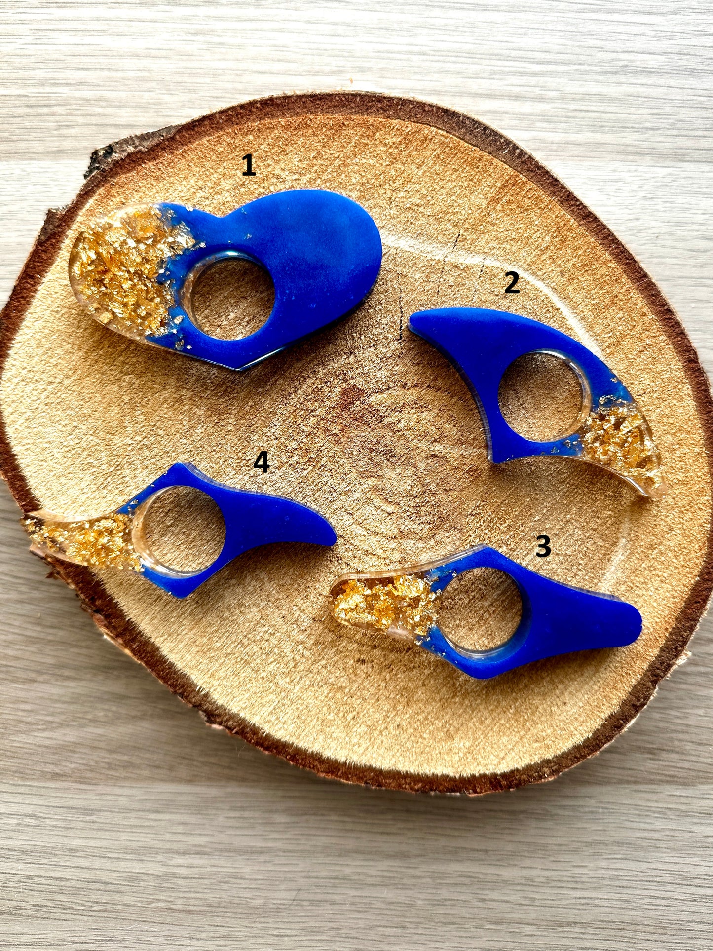Marque-page et bague de lecture en résine époxy Bleu