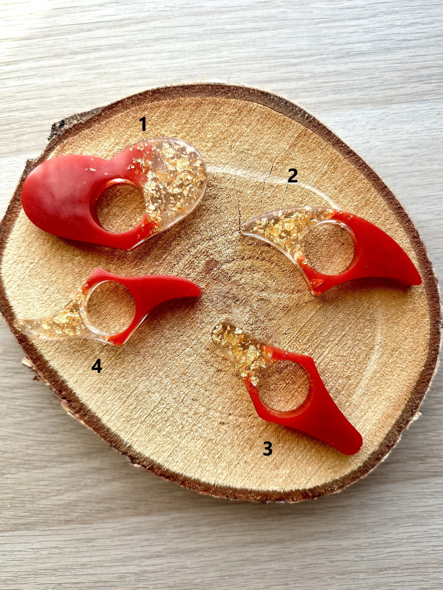 Marque-page et bague de lecture en résine époxy Rouge