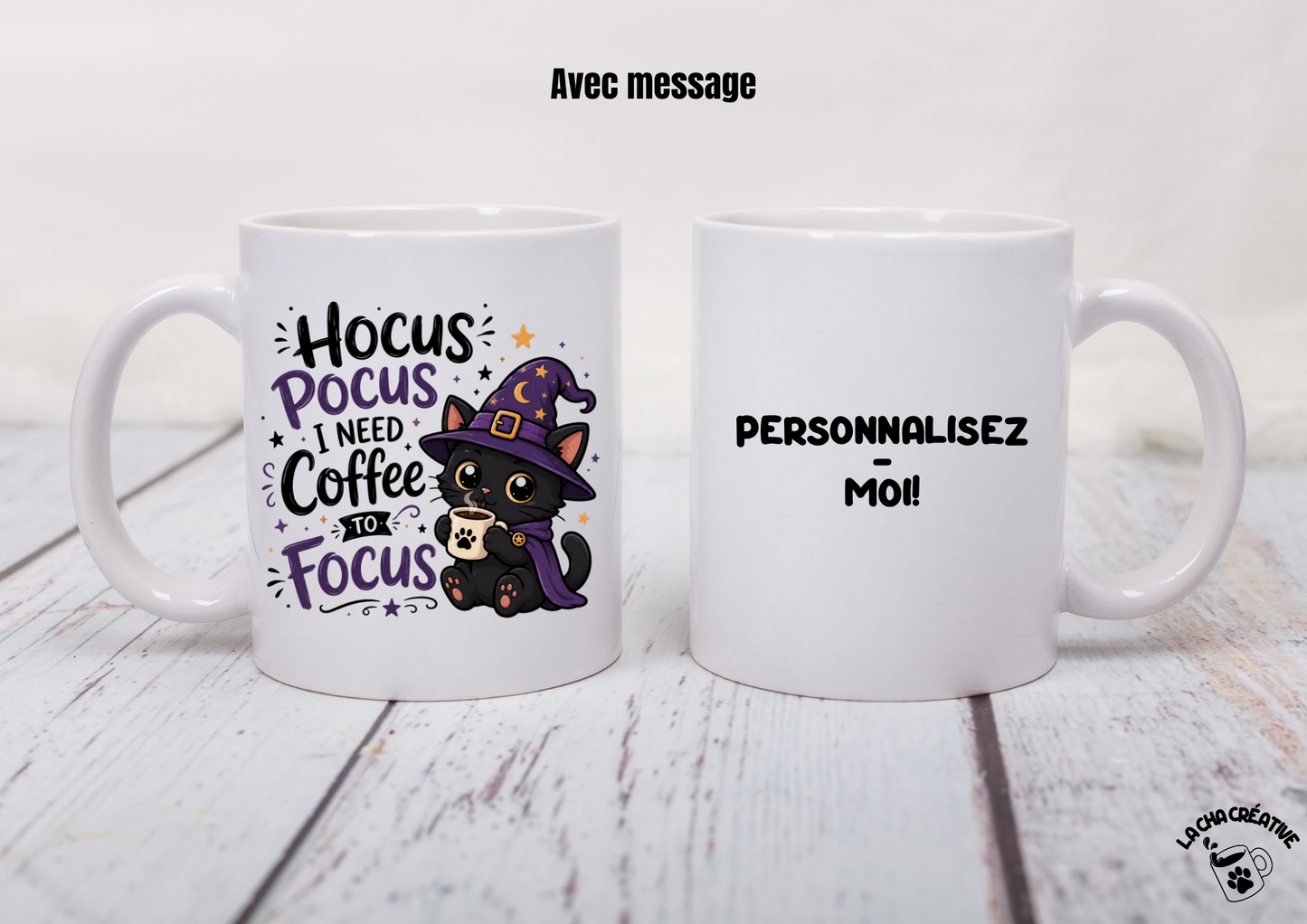 Tasse personnalisée I Need Coffee to Focus - Version 1
