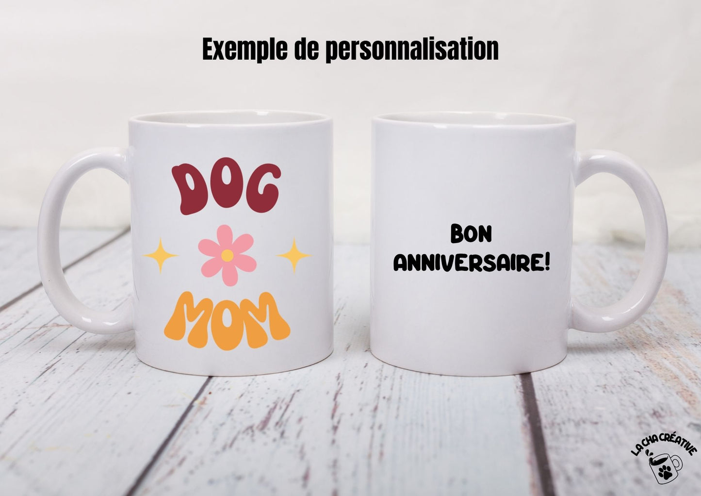 Mug personnalisé Dog Mom Power Flower
