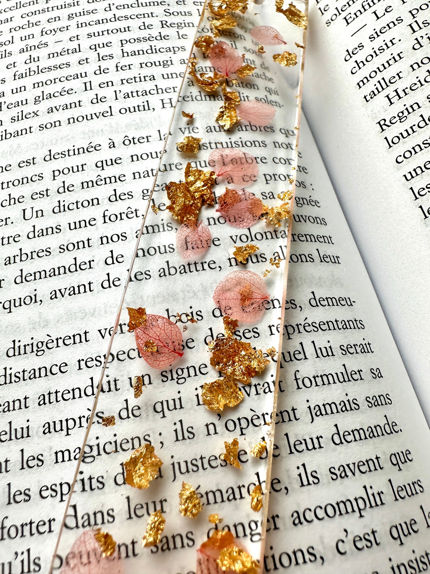 Marque-page personnalisé en résine époxy Hortensia Rose