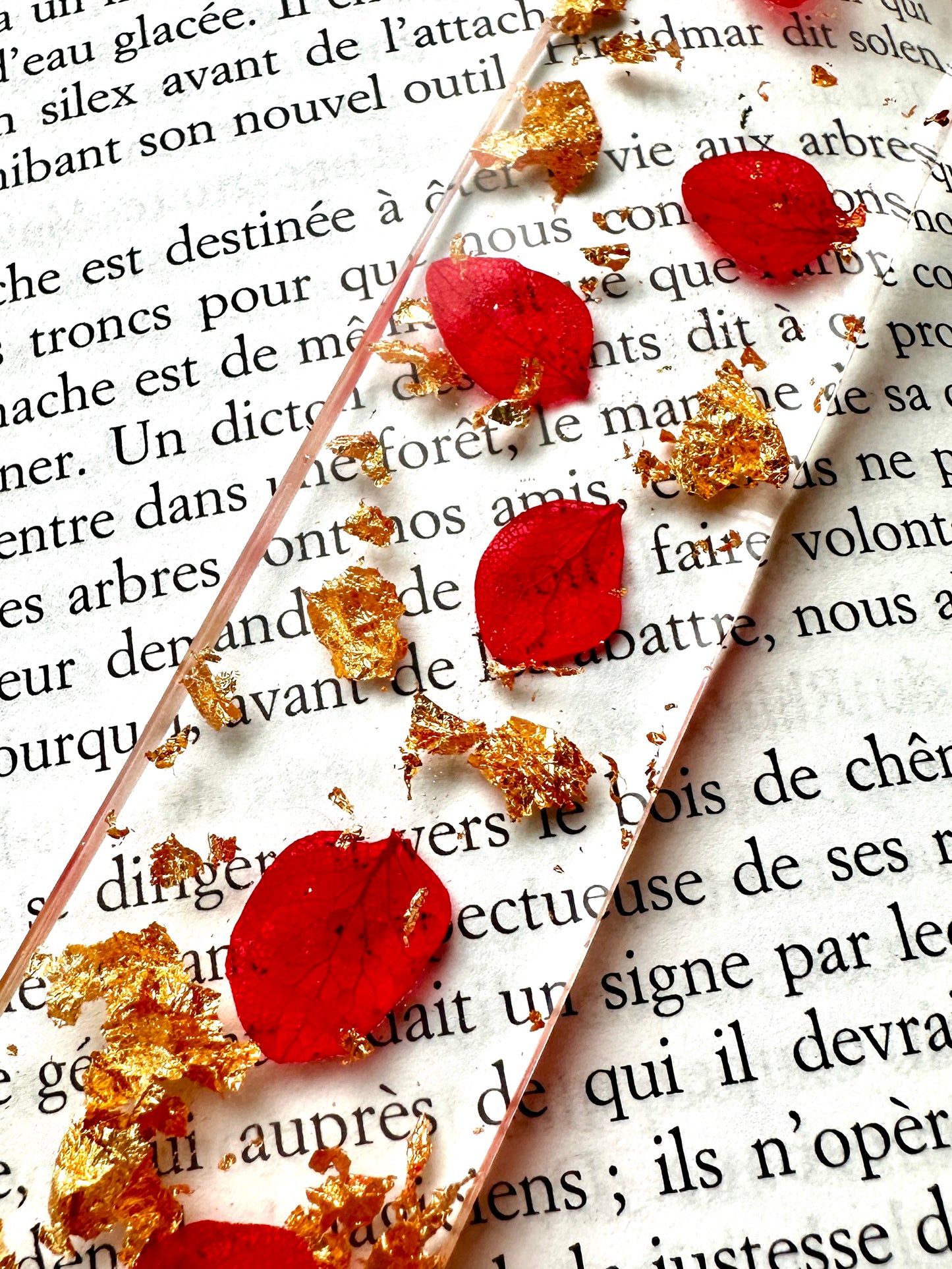 Marque-page personnalisé en résine époxy Hortensia Rouge