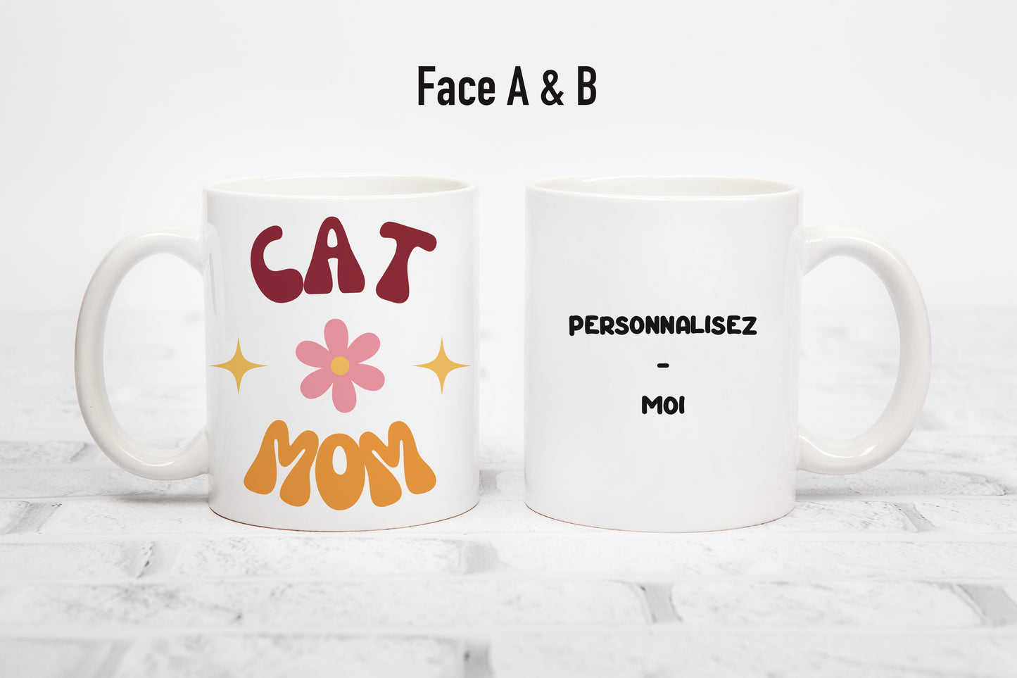 Mug personnalisé Dog Mom / Cat Mom Power Flower