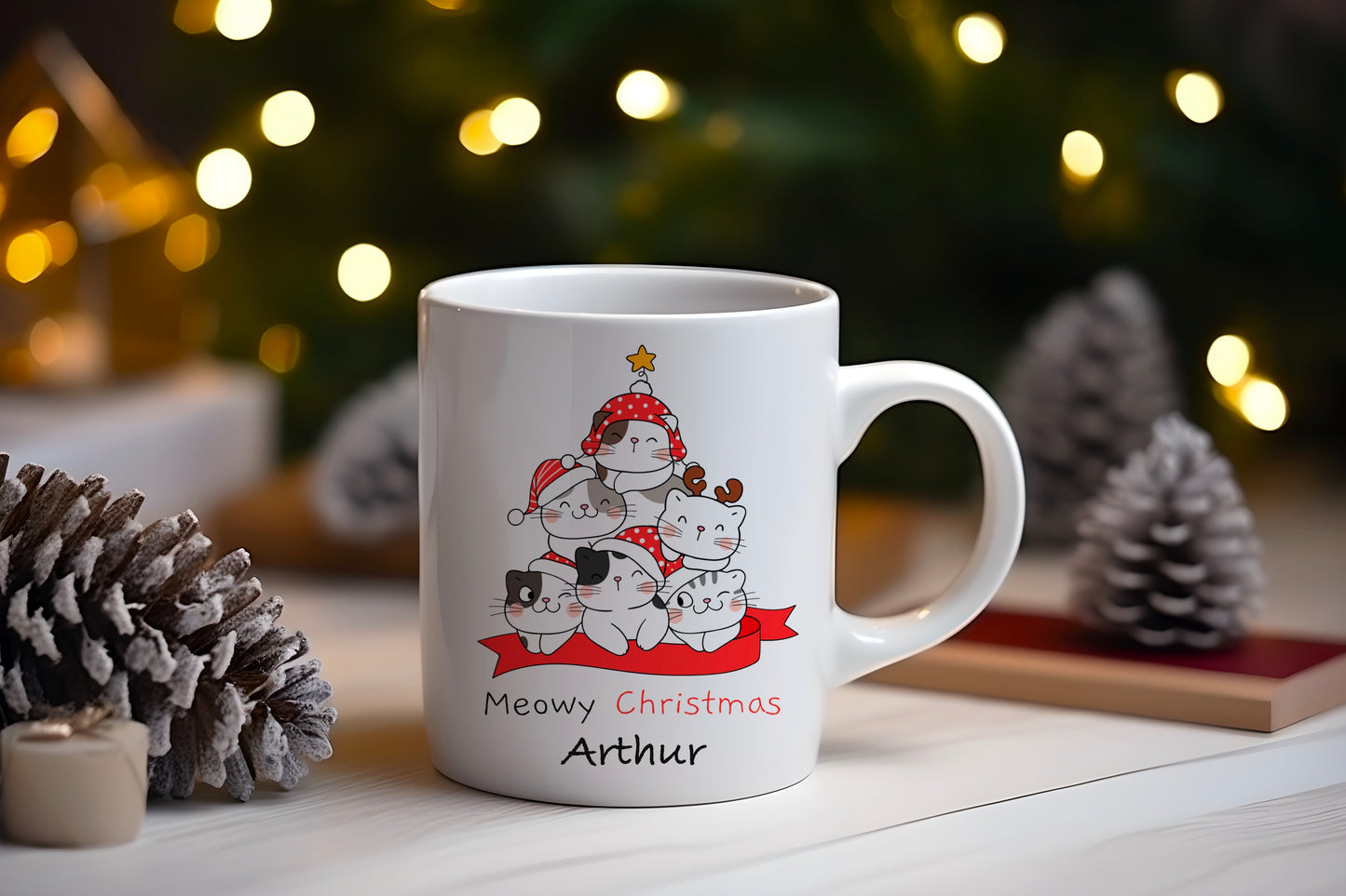 Tasse personnalisée Meowy Christmas