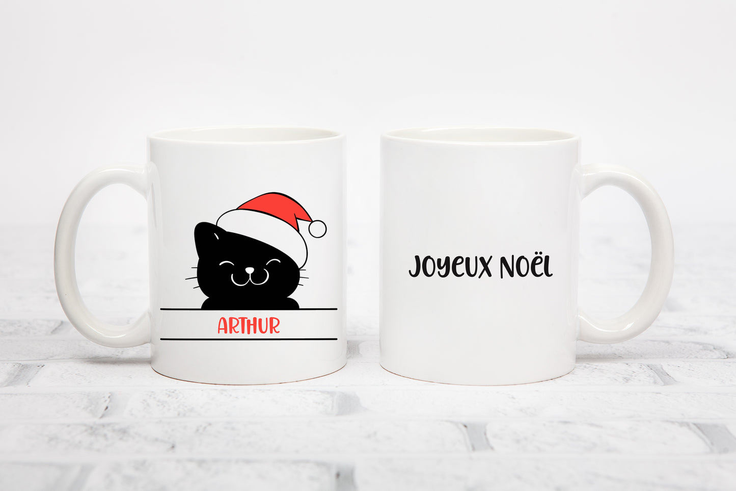 Tasse personnalisée Tête Chat de Noël