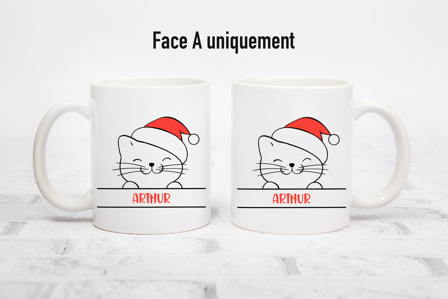 Tasse personnalisée Tête Chat de Noël