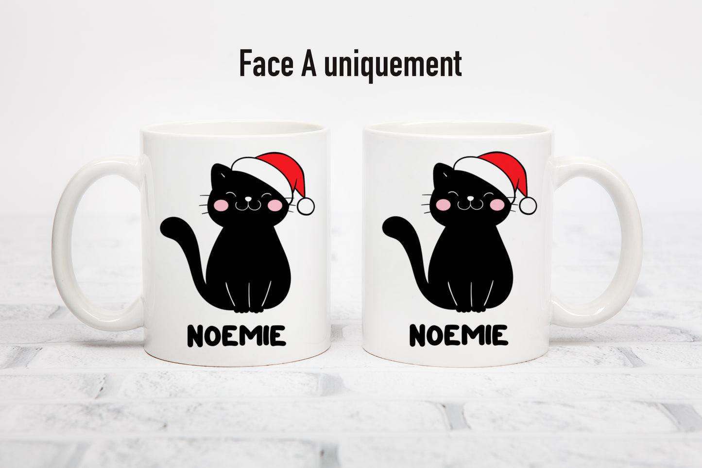 Tasse personnalisée Chat avec bonnet de Noël