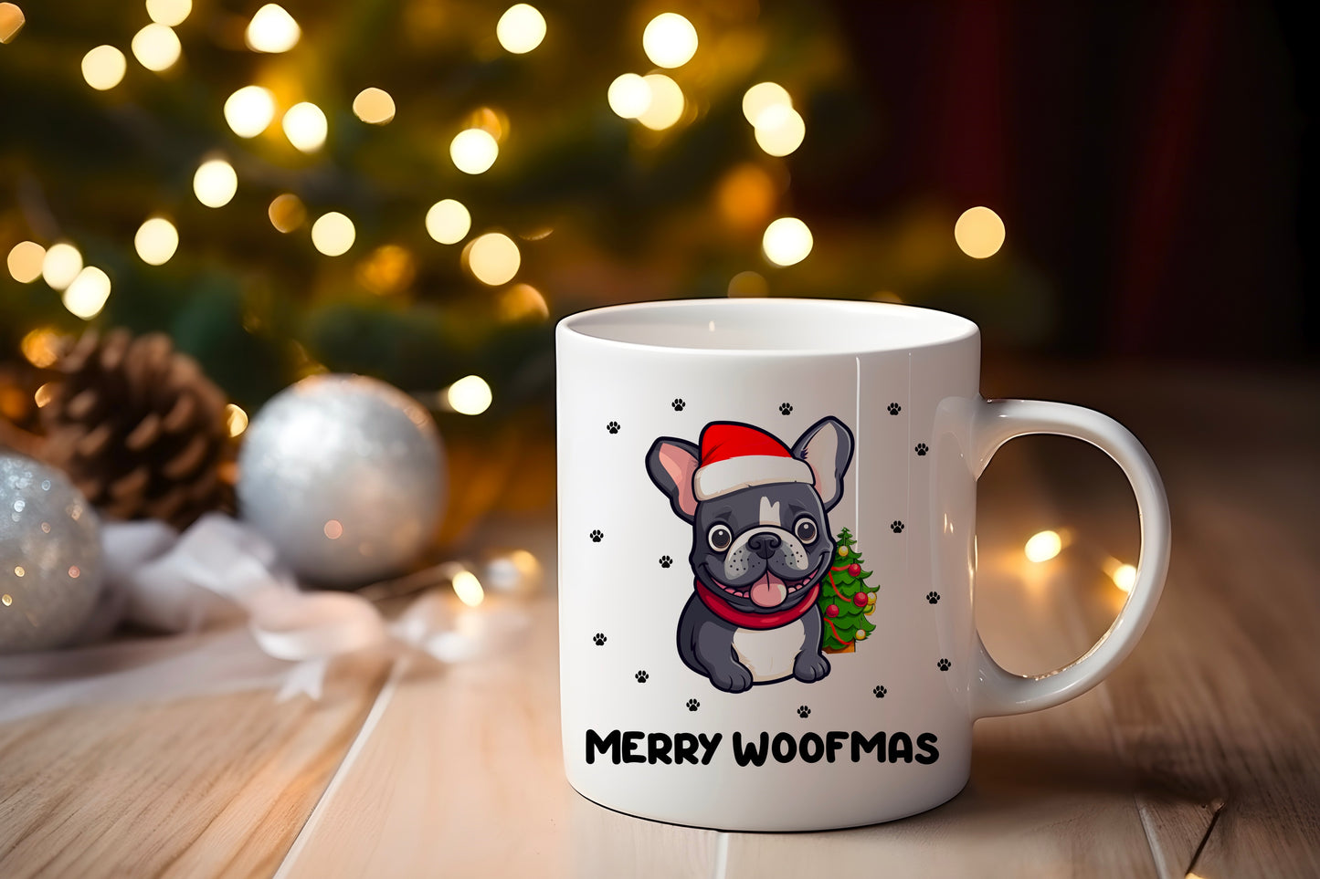 Tasse personnalisée Merry Woofmas Bouledogue Français