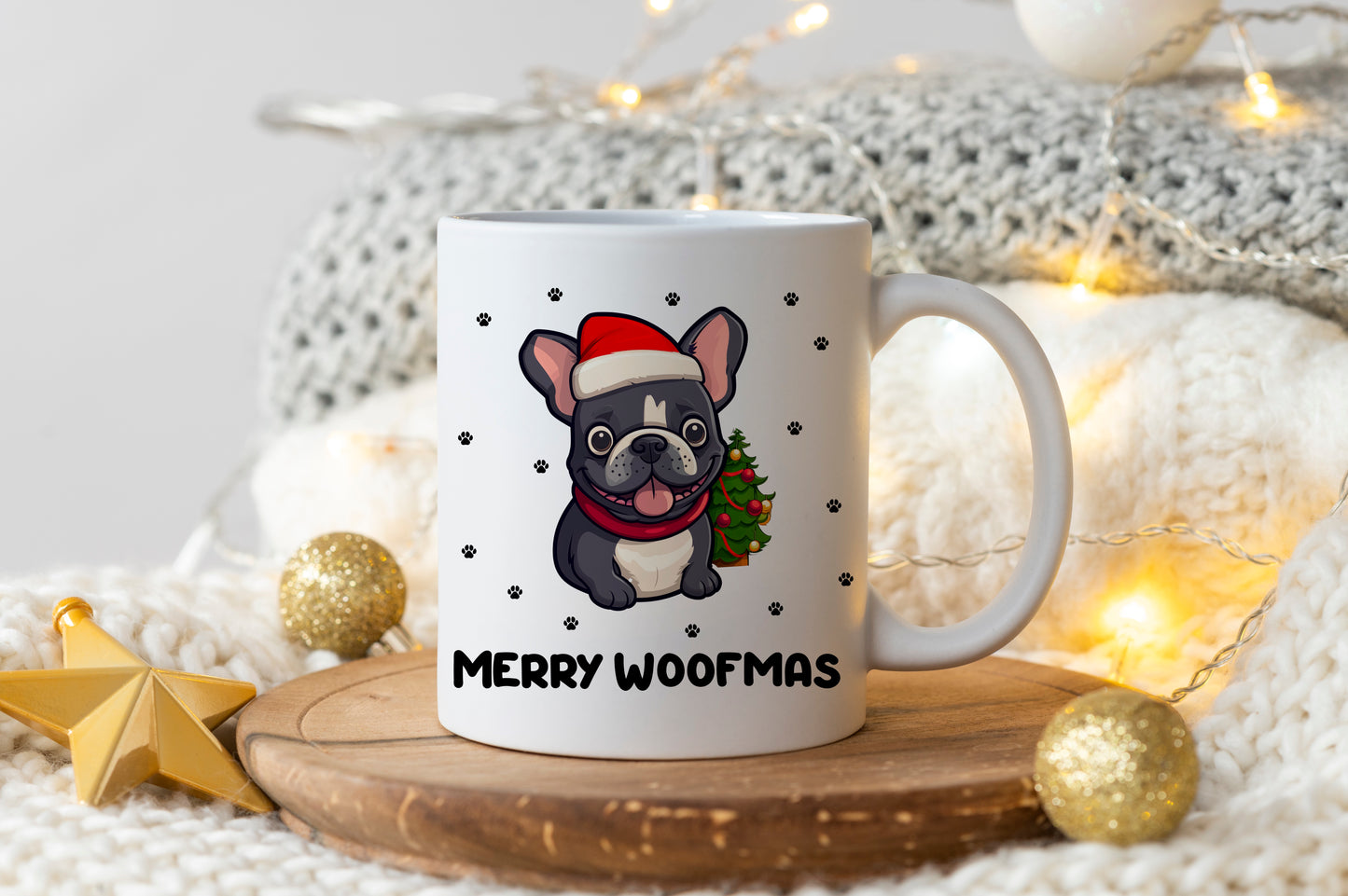 Tasse personnalisée Merry Woofmas Bouledogue Français