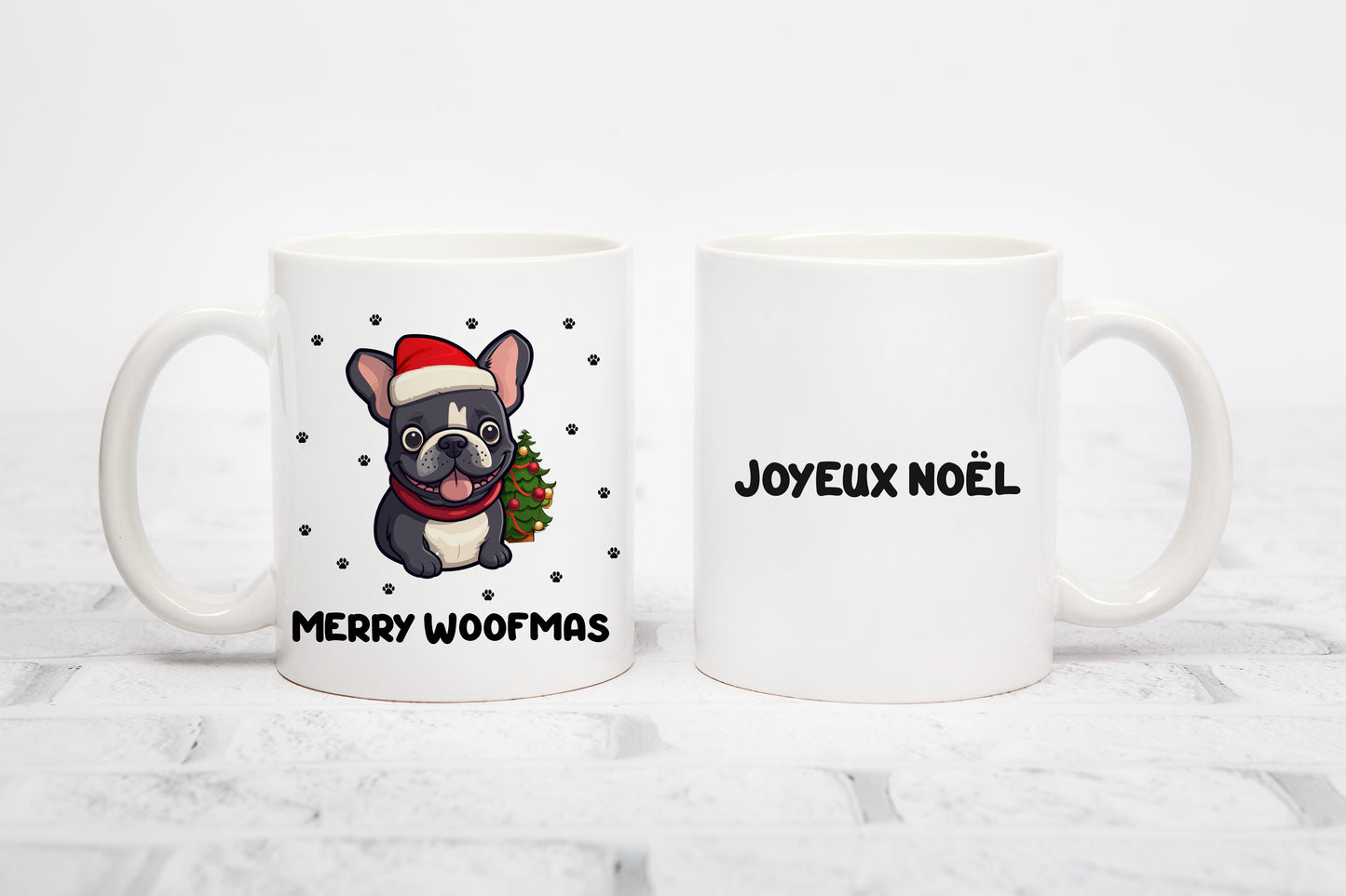 Tasse personnalisée Merry Woofmas Bouledogue Français