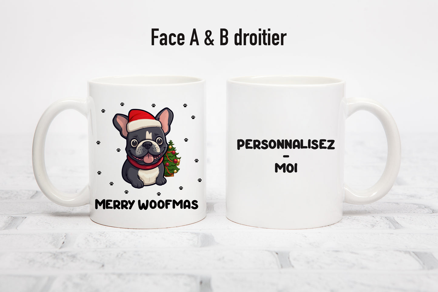 Tasse personnalisée Merry Woofmas Bouledogue Français