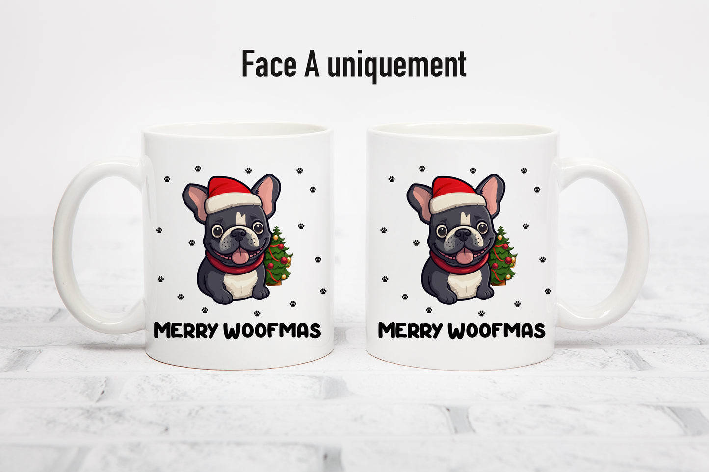 Tasse personnalisée Merry Woofmas Bouledogue Français