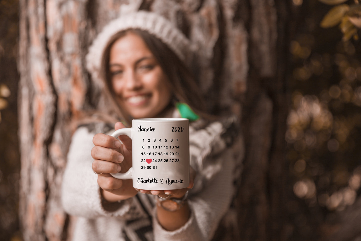 Tasse personnalisée calendrier et prénoms