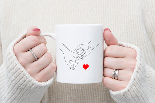 Tasse personnalisée couple mains enlacées