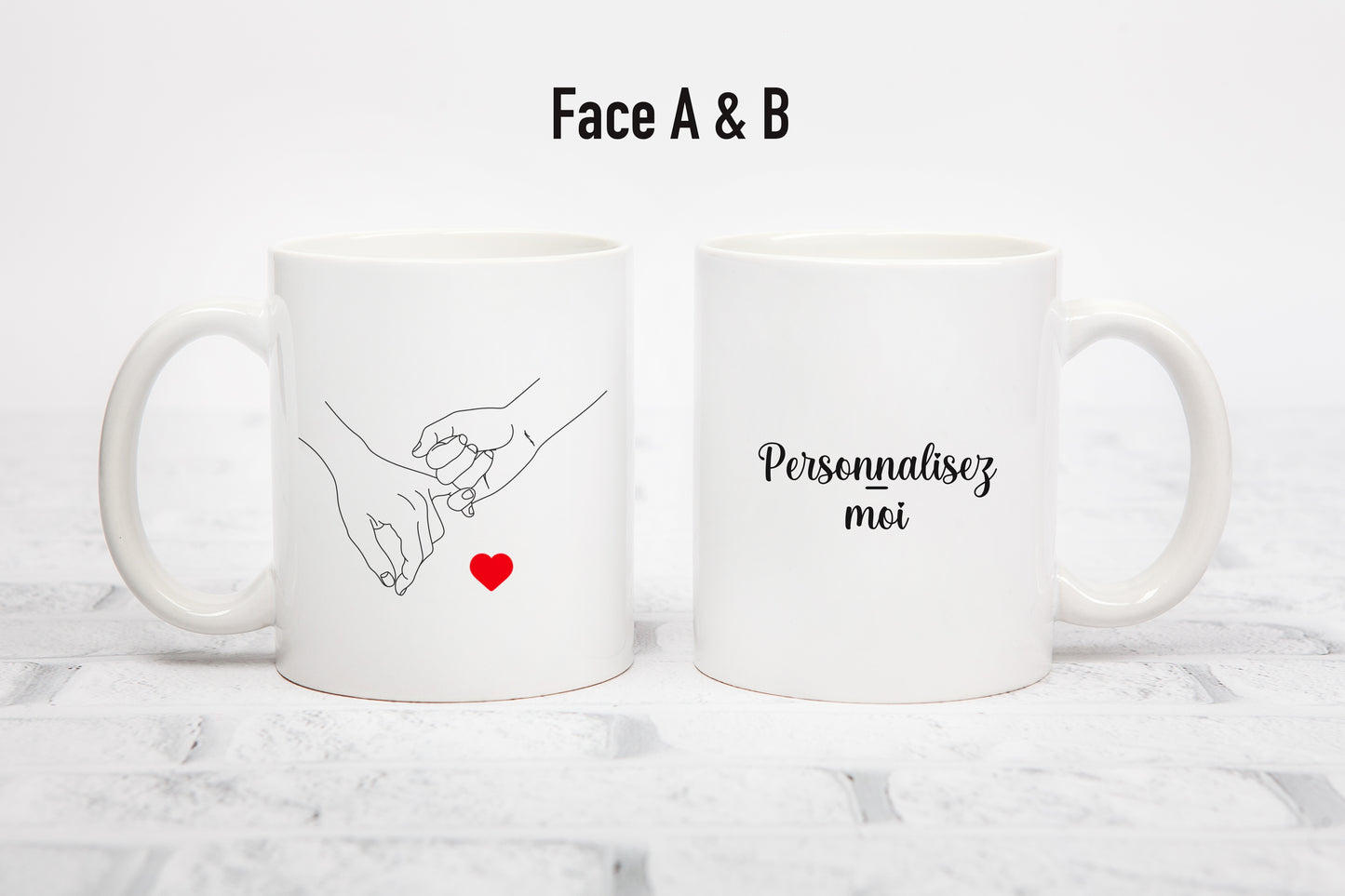 Tasse personnalisée couple mains enlacées