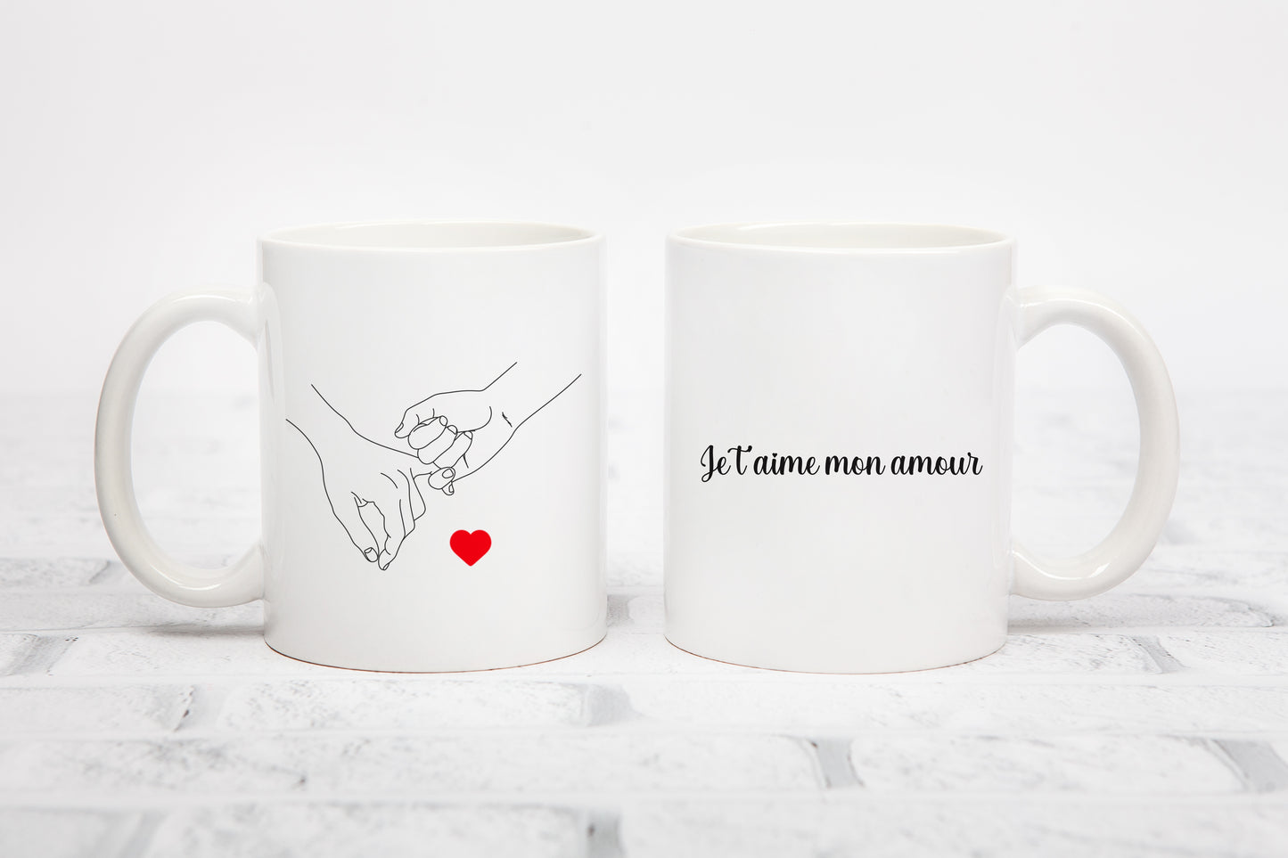 Tasse personnalisée couple mains enlacées