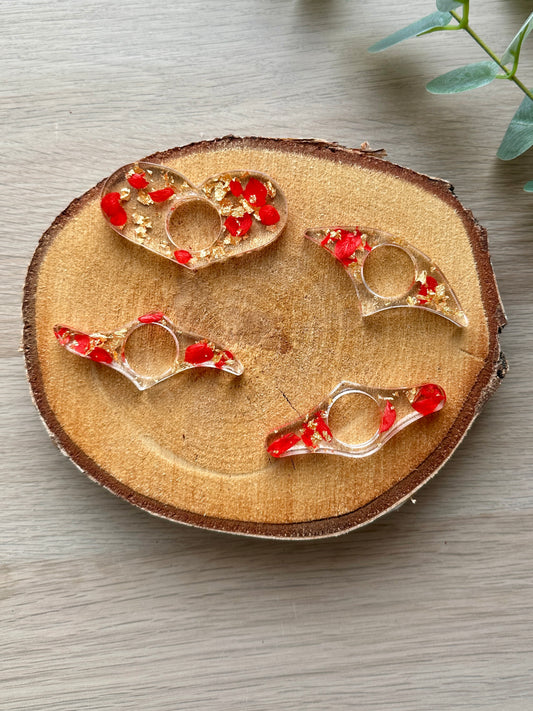 Bague de lecture en résine époxy Hortensia Rouge