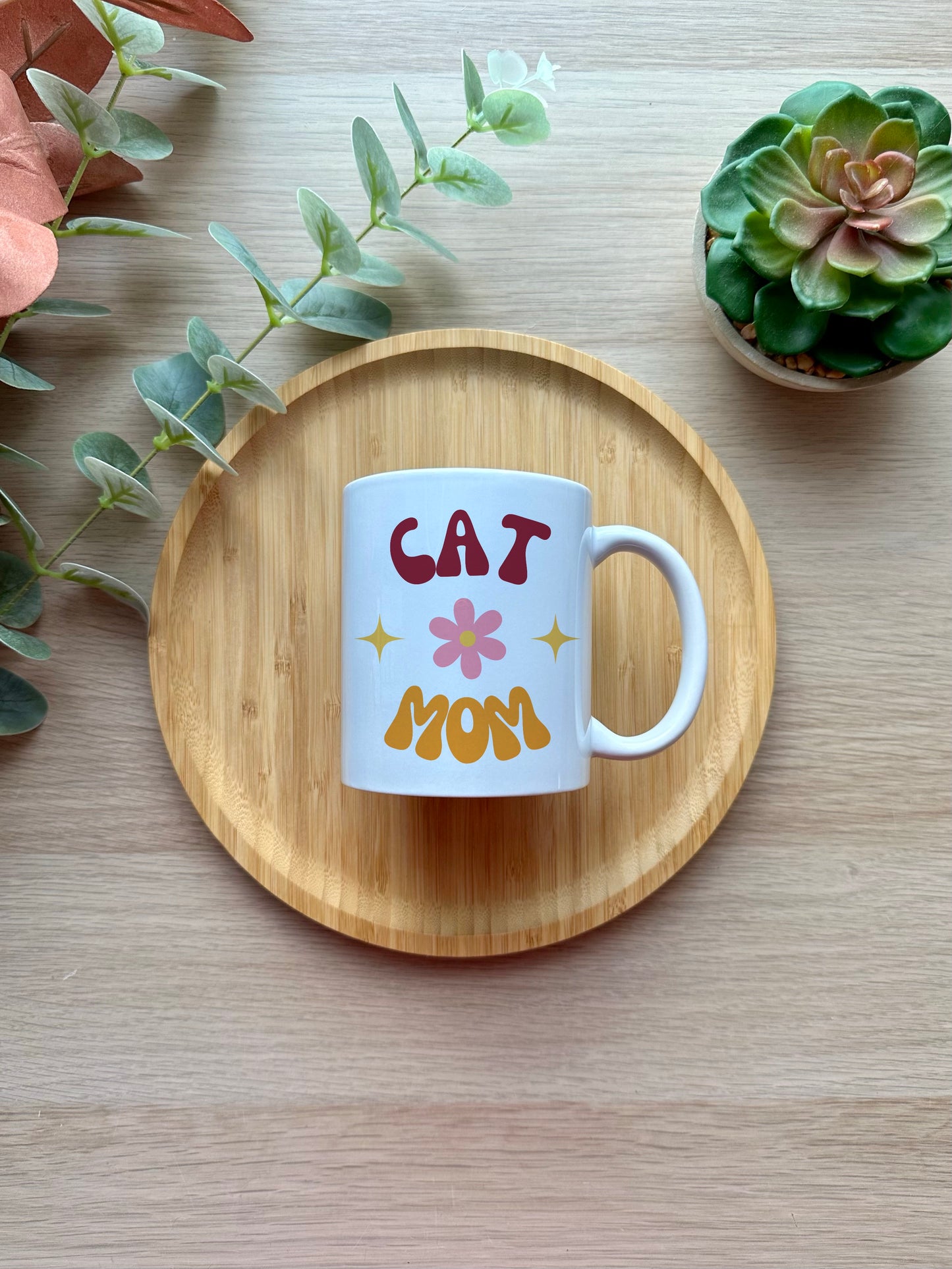 Mug personnalisé Cat Mom Power Flower