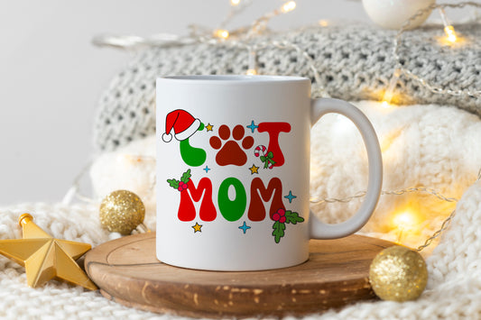 Tasse personnalisée Christmas Cat Mom