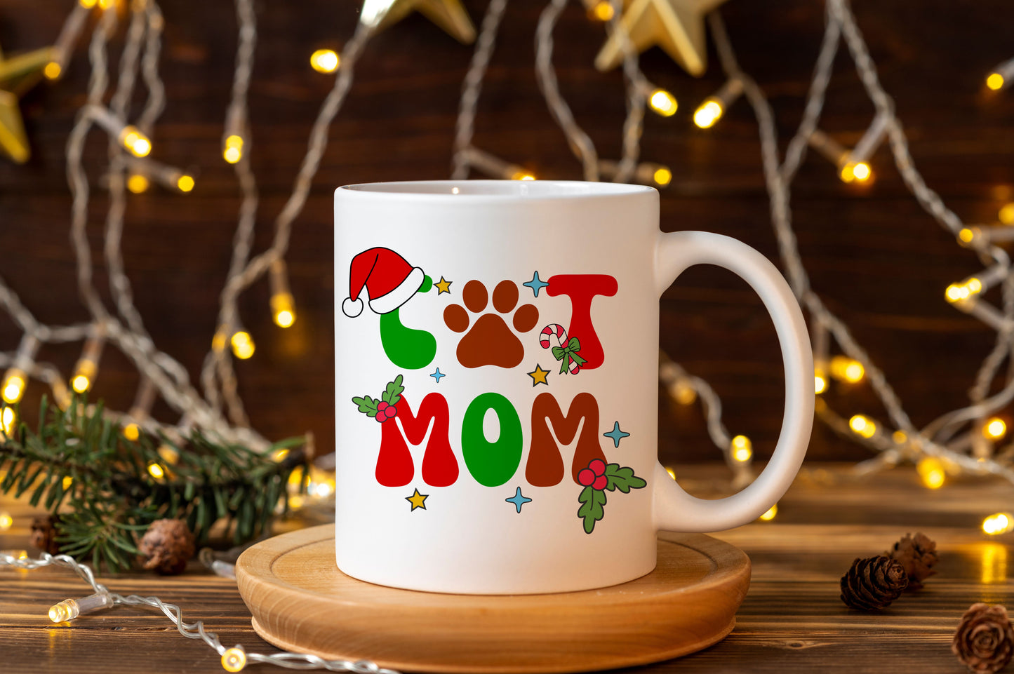 Tasse personnalisée Christmas Cat Mom