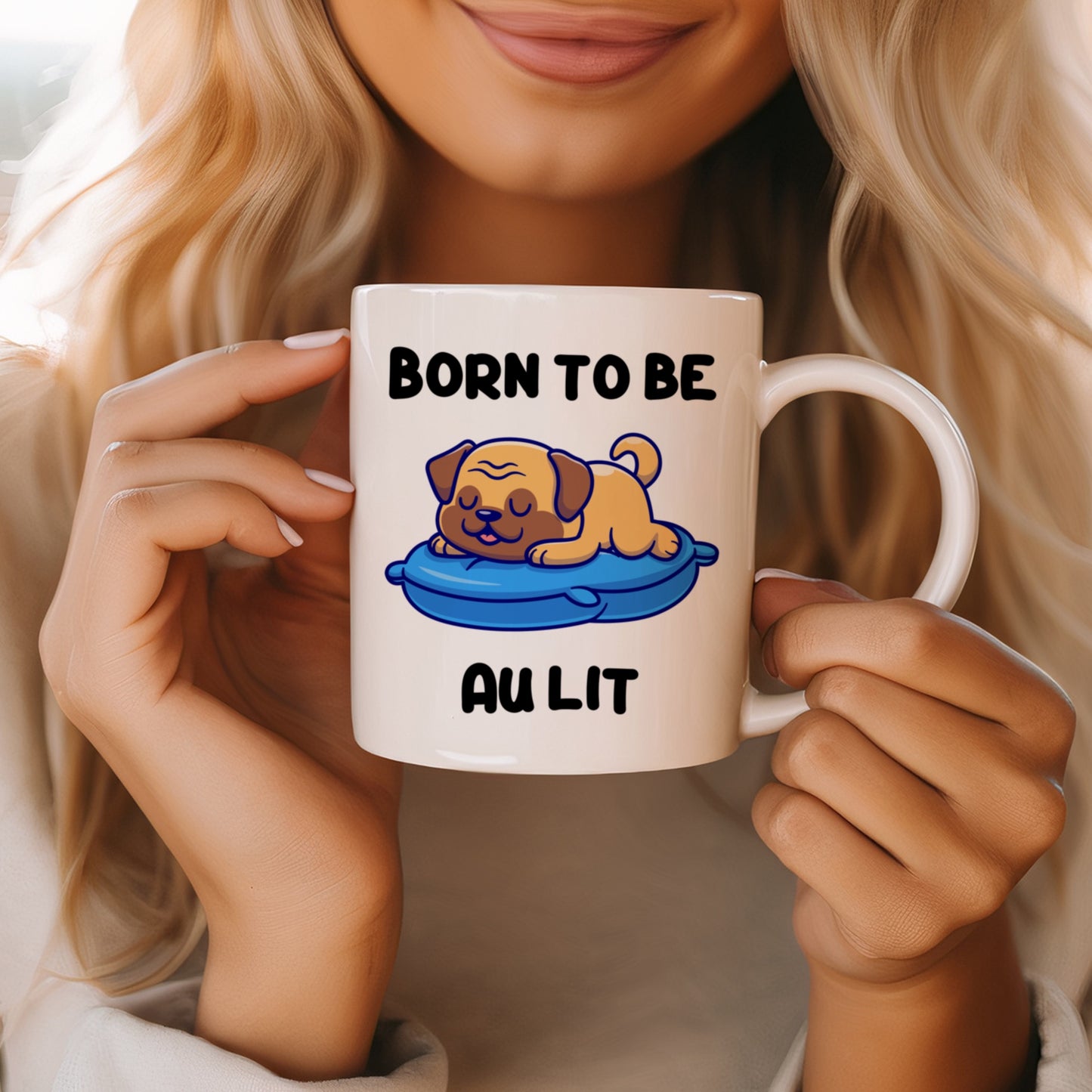 Tasse personnalisée Born to be au lit