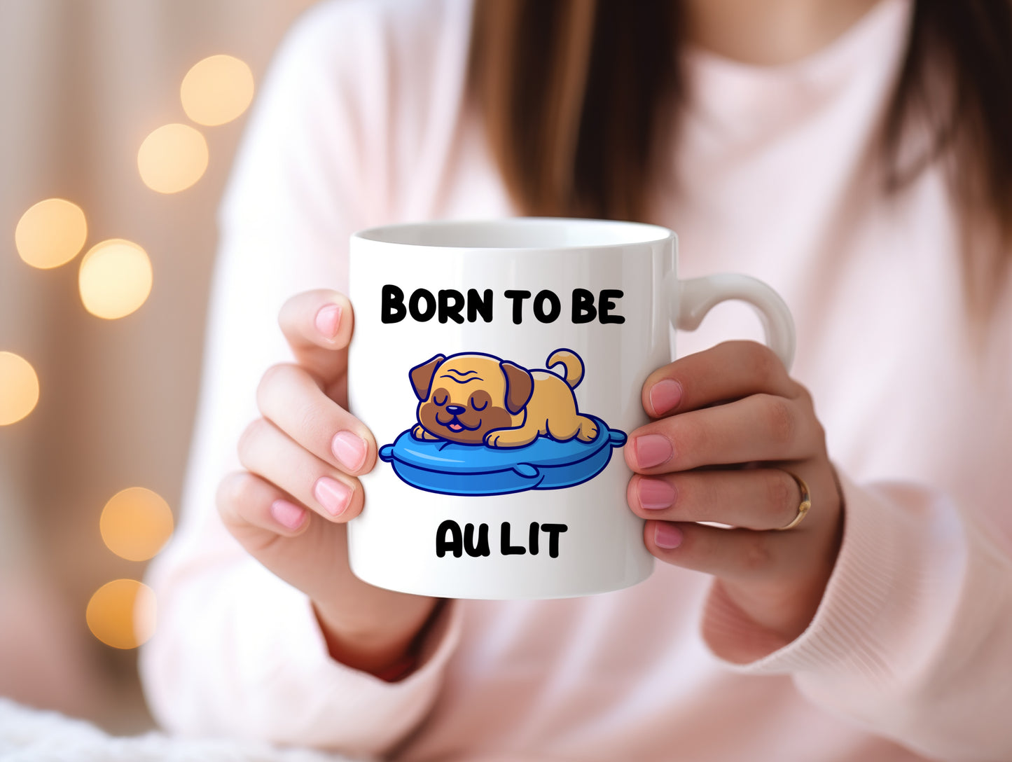 Tasse personnalisée Born to be au lit