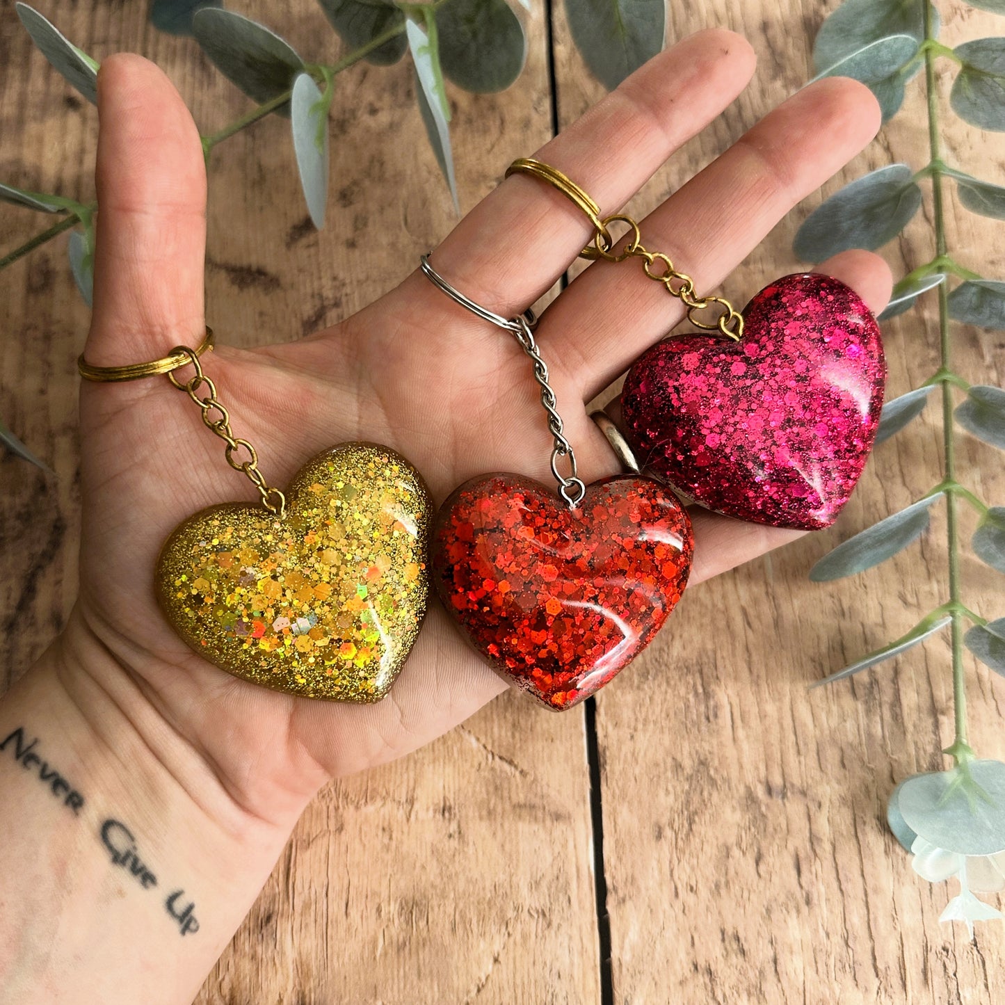 Porte-clés Cœur Pailleté en Résine — Idée Cadeau
