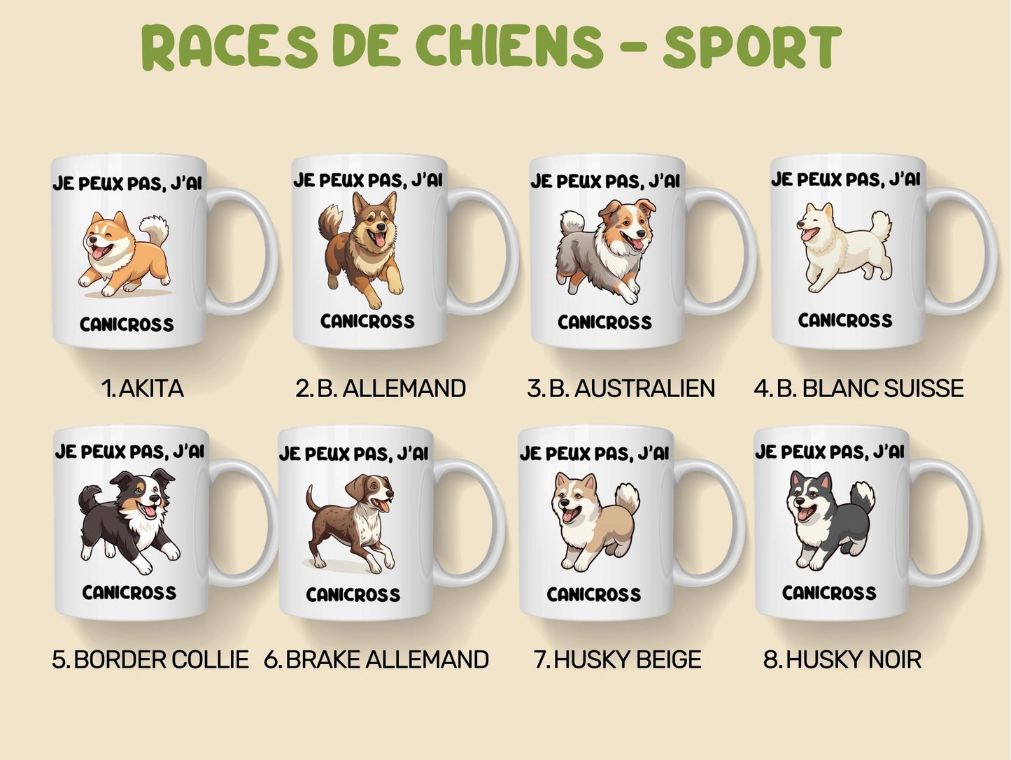 Tasse personnalisée Je peux pas J'ai Canicross Race de chien