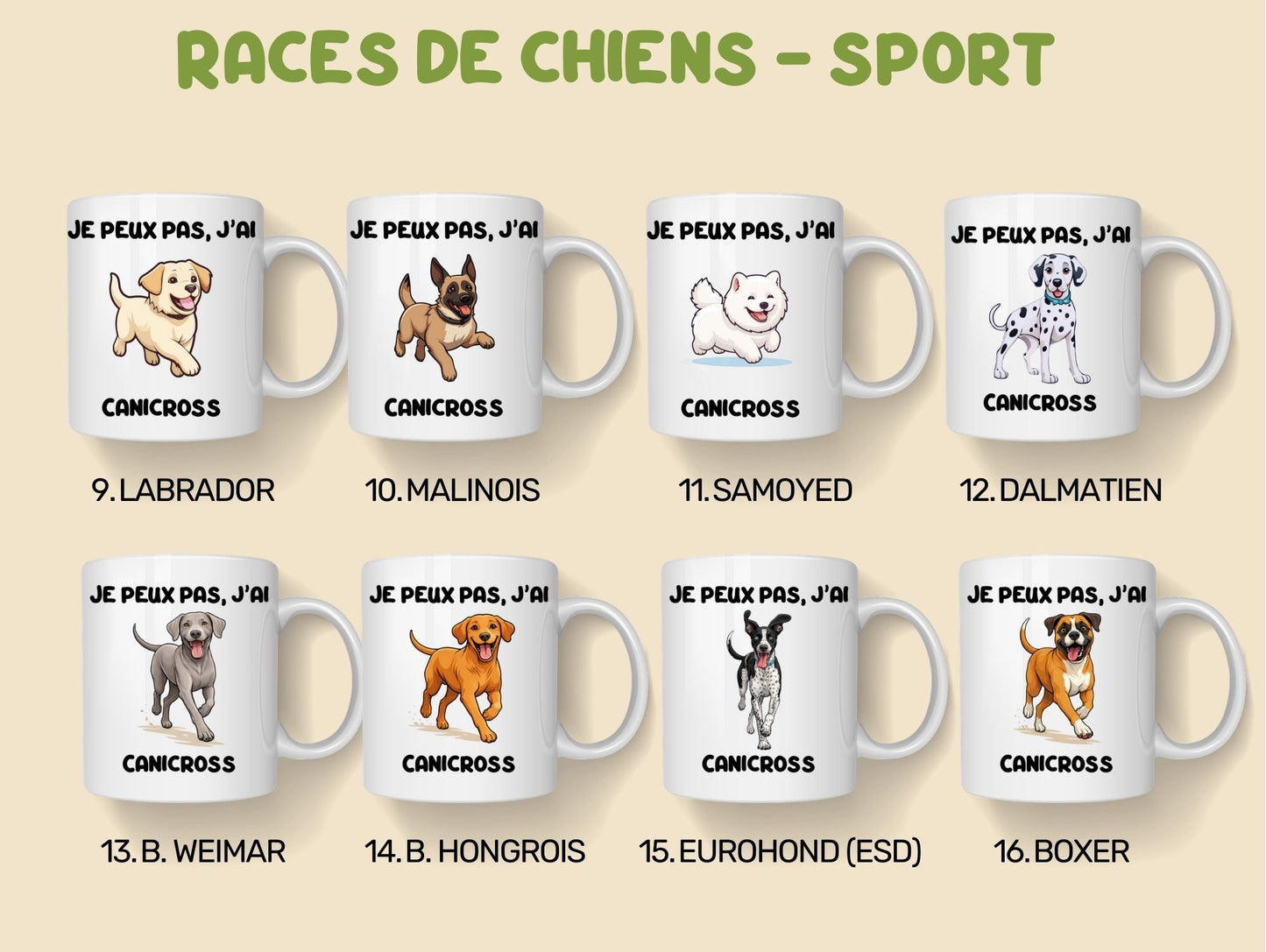 Tasse personnalisée Je peux pas J'ai Canicross Race de chien