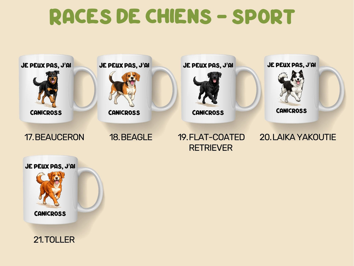 Tasse personnalisée Je peux pas J'ai Canicross Race de chien