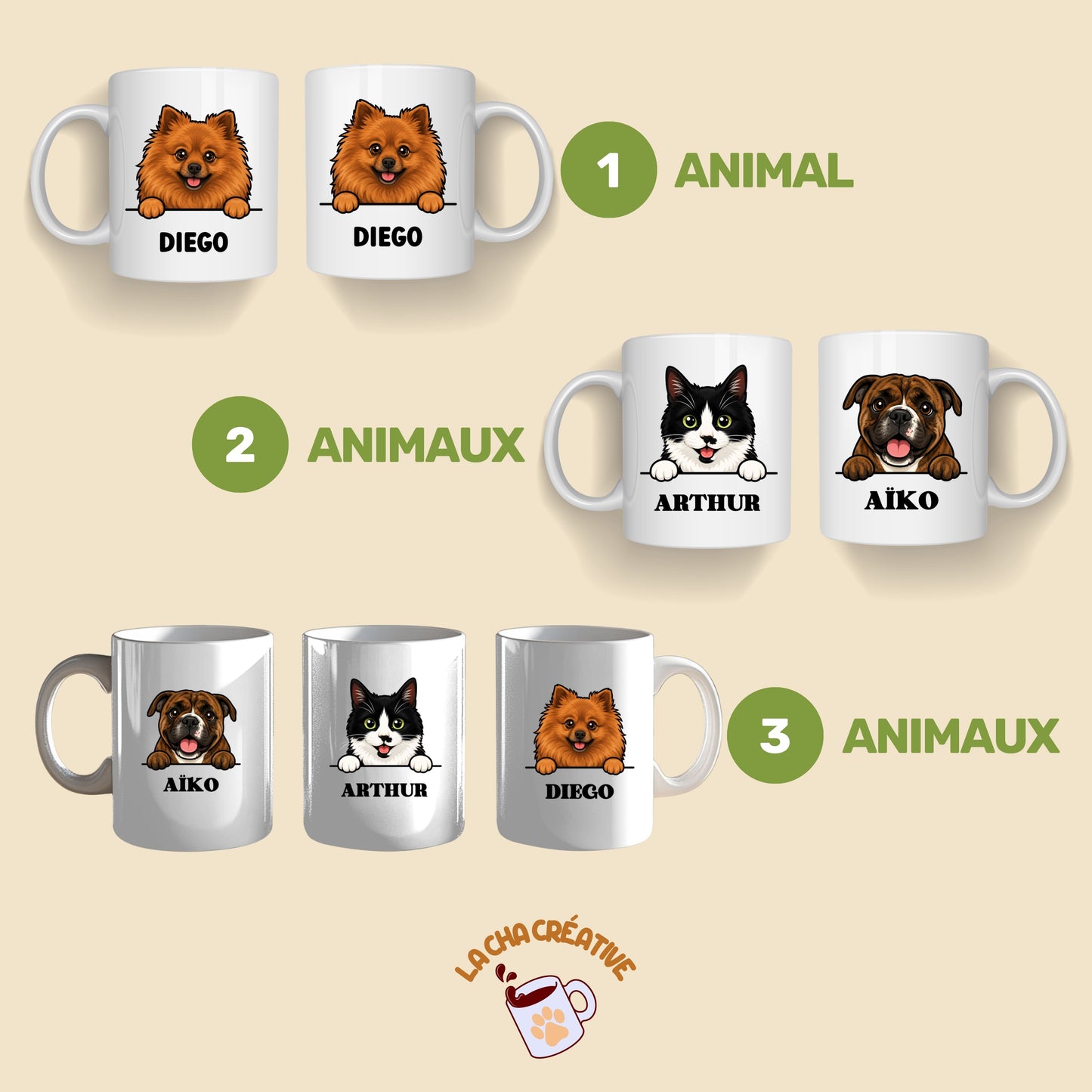 Tasse personnalisée Animal Cartoon