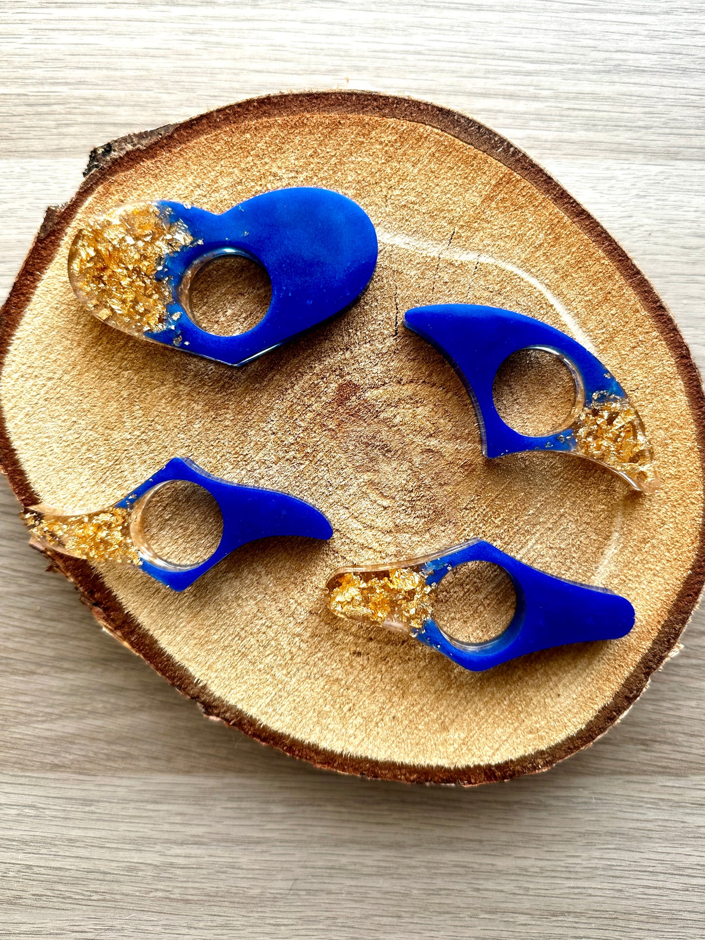 Marque-page et bague de lecture en résine époxy Bleu