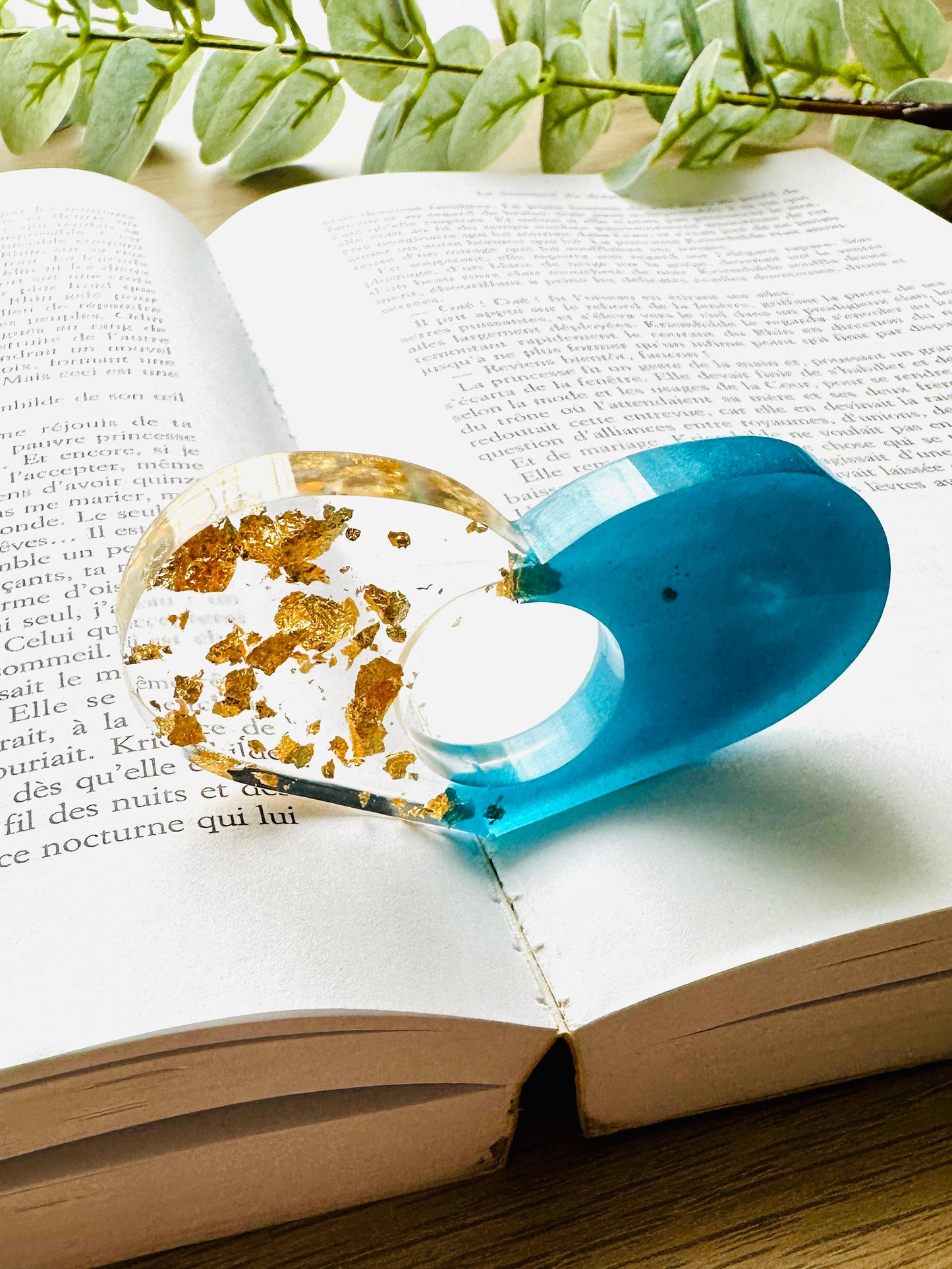 Bague de lecture en résine époxy Turquoise