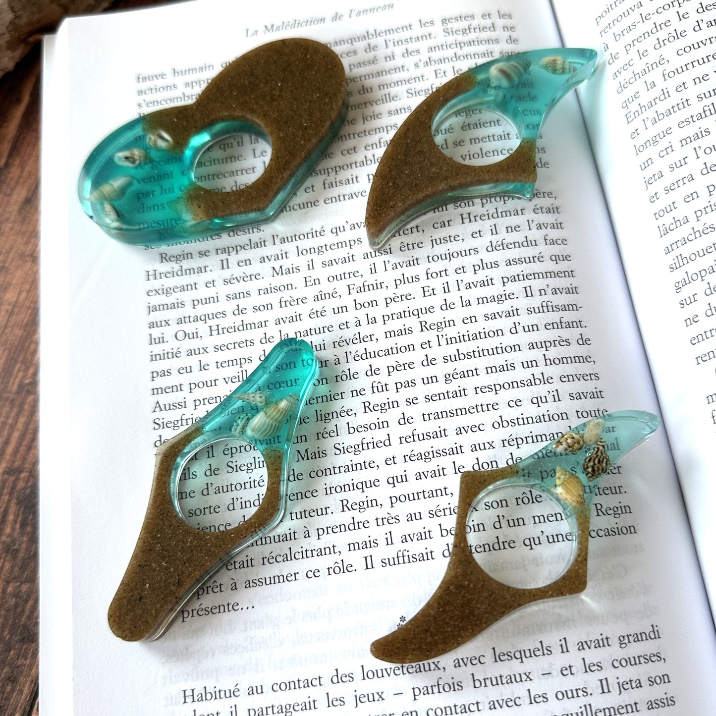 Bague de lecture en résine époxy Plage