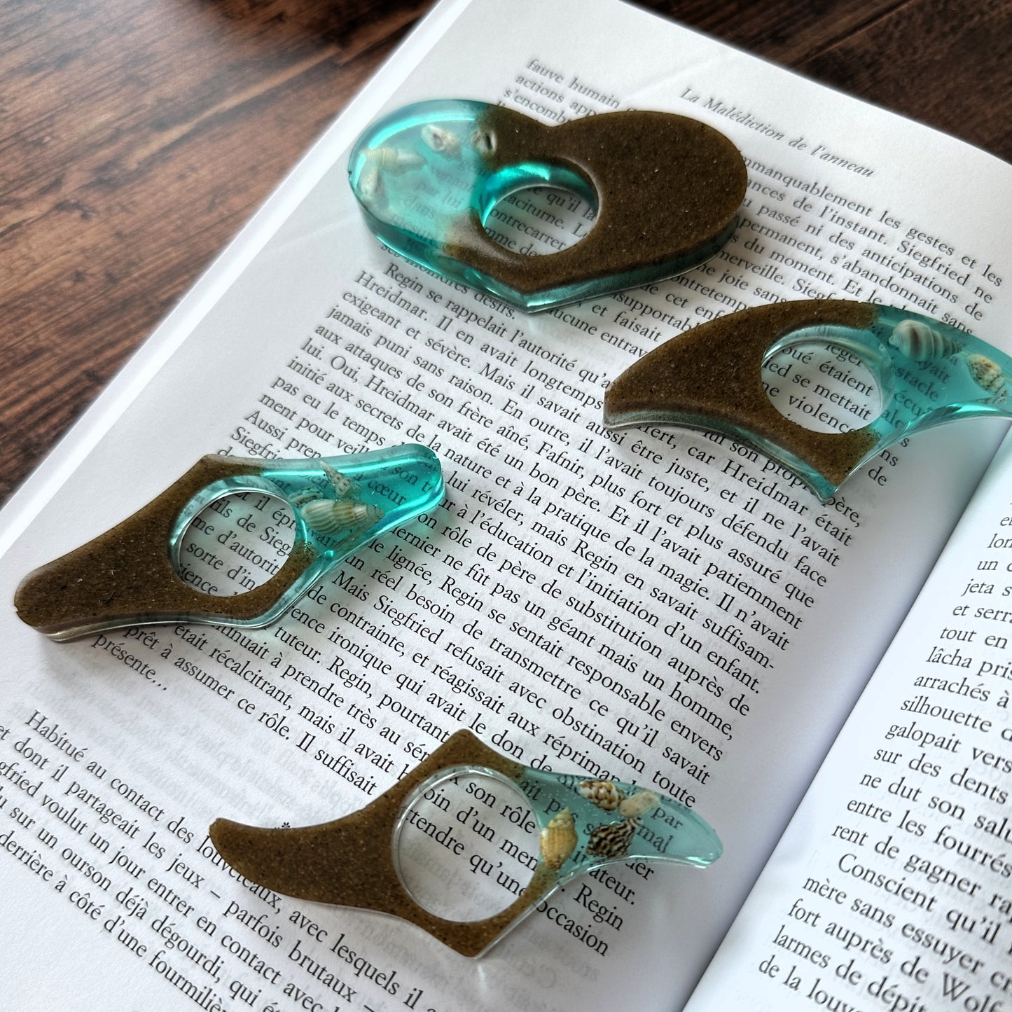 Bague de lecture en résine époxy Plage