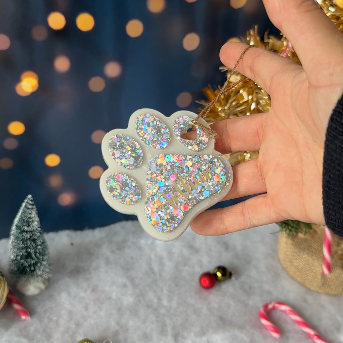 Boule de Noël Patte Blanche & Paillettes