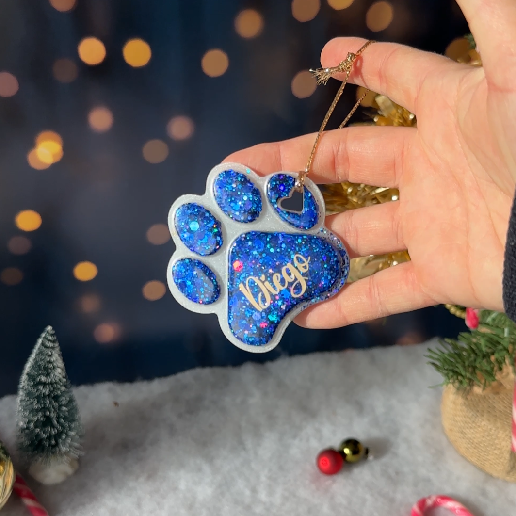 Boule de Noël Patte Blanche & Paillettes