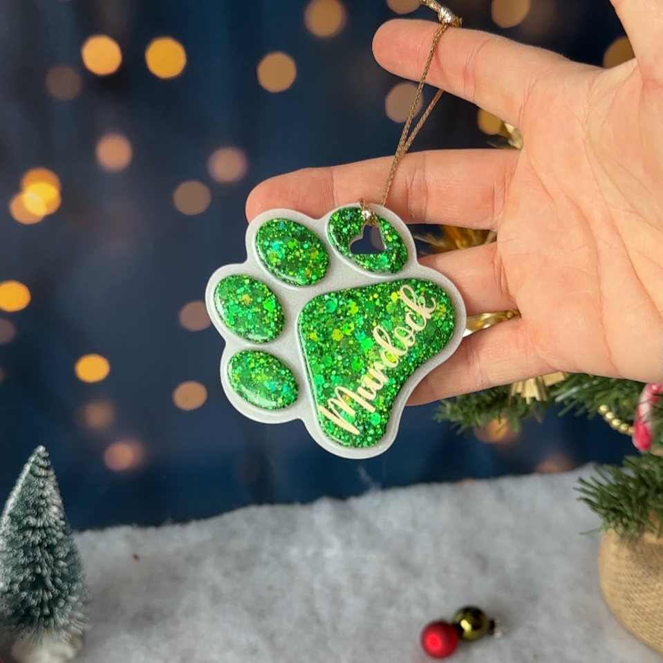 Boule de Noël Patte Blanche & Paillettes