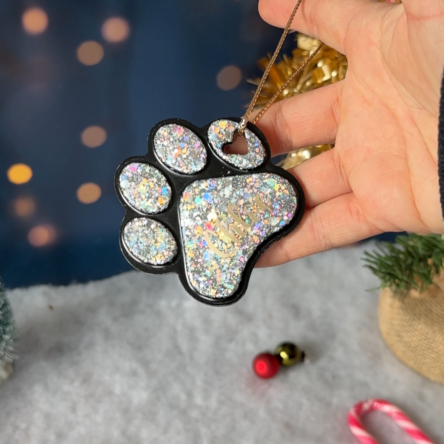 Boule de Noël Patte Noire & Paillettes