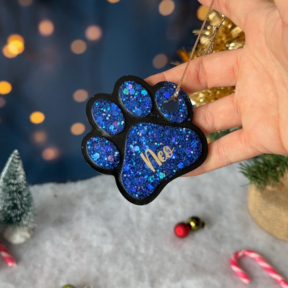 Boule de Noël Patte Noire & Paillettes
