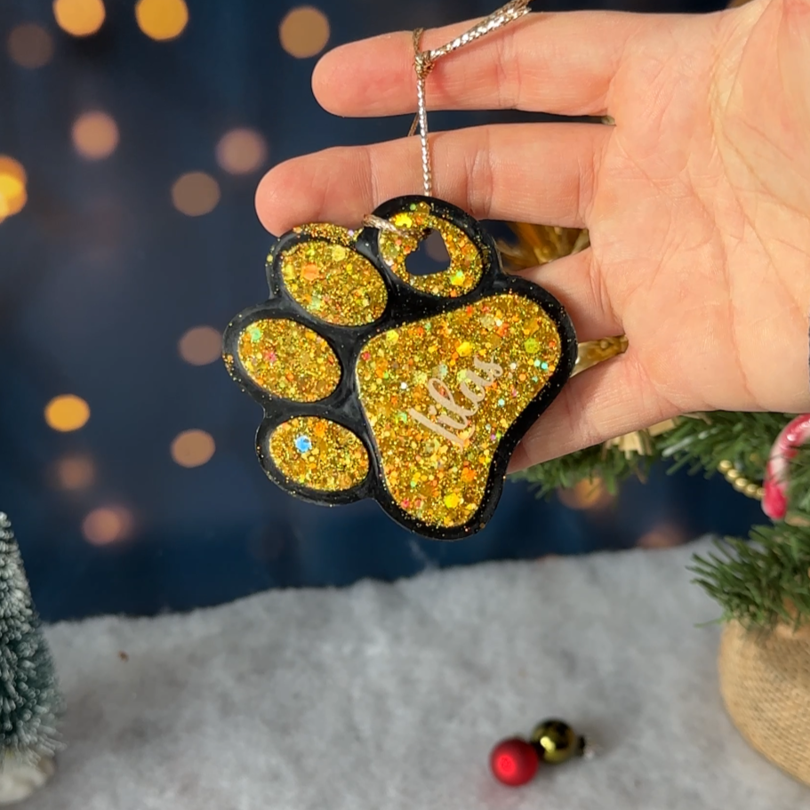 Boule de Noël Patte Noire & Paillettes