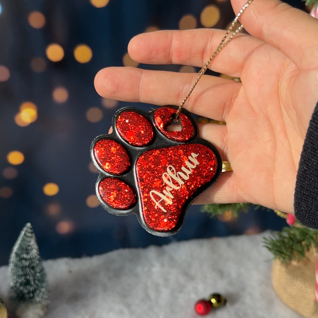 Boule de Noël Patte Noire & Paillettes