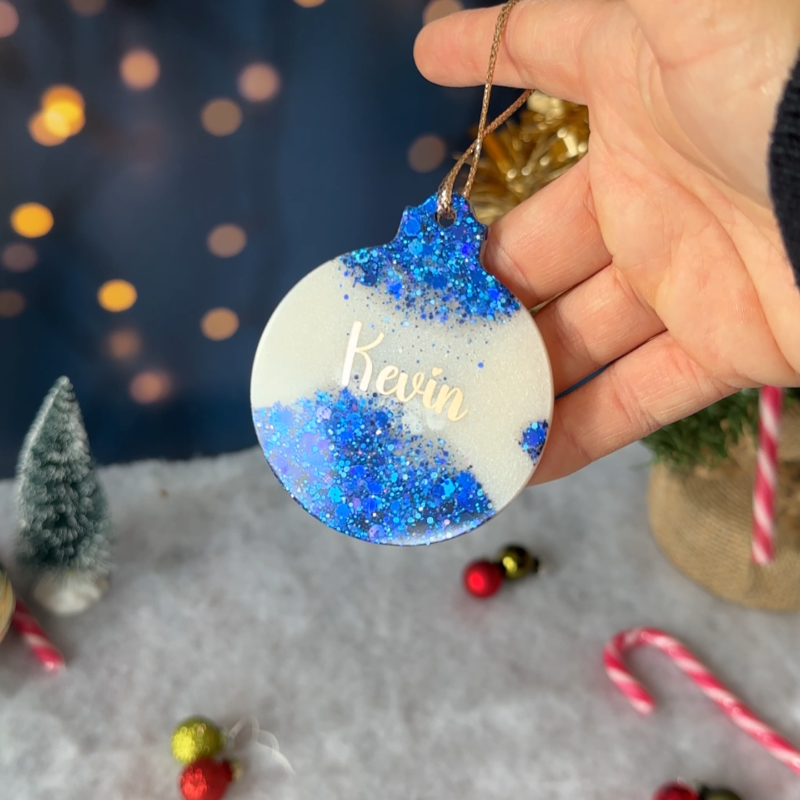 Boule de Noël Ronde Blanche & Paillettes