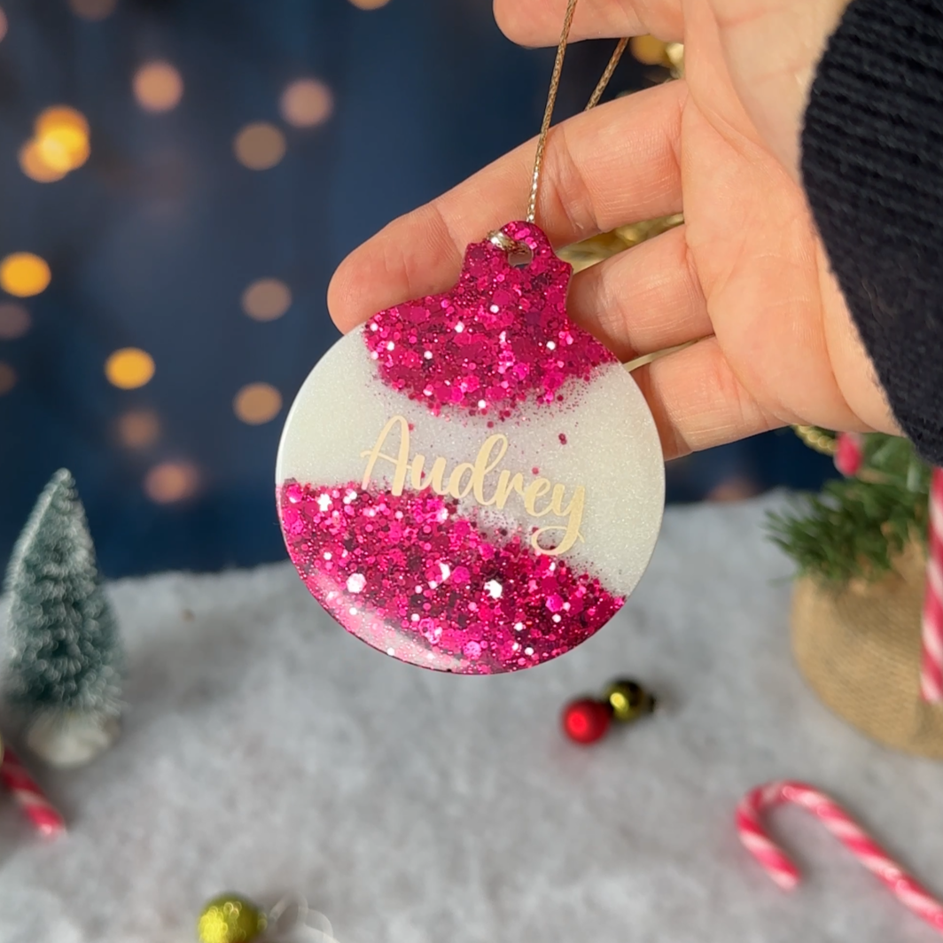 Boule de Noël Ronde Blanche & Paillettes