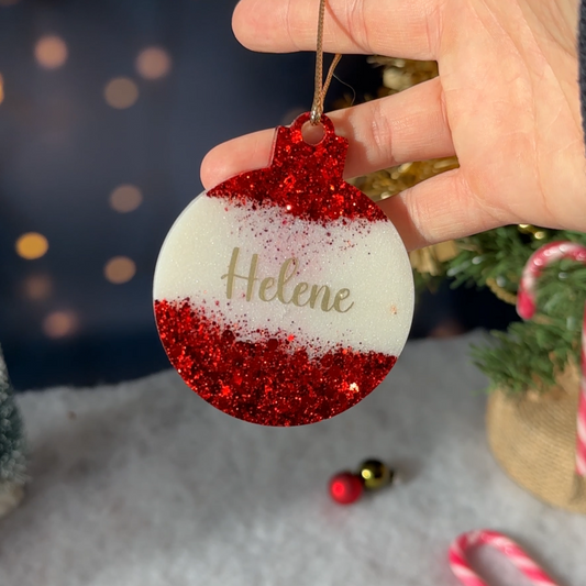 Boule de Noël Ronde Blanche & Paillettes