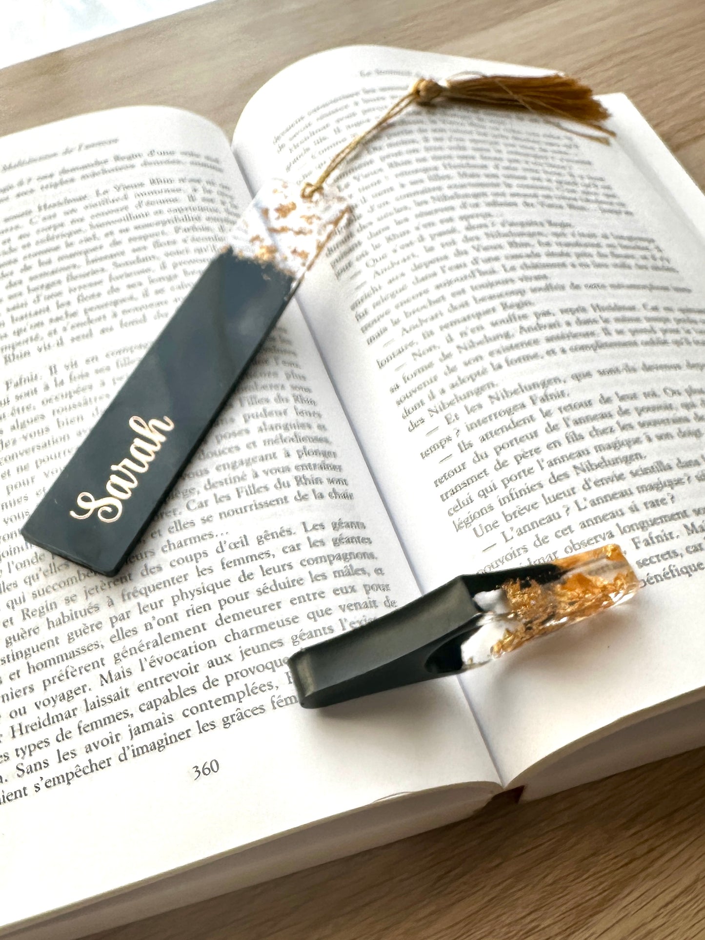 Combo Marque-page + Bague de Lecture Résine Noir