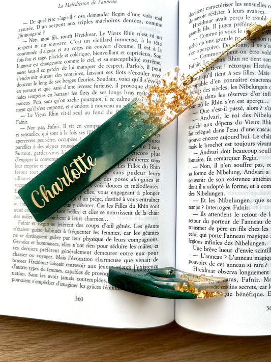 Combo Marque-page + Bague de Lecture Résine Vert